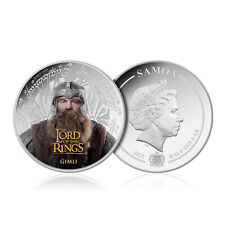 O Senhor dos Anéis Gimli Cor Prata Banhada Moeda de Meio Dólar Samoa 2022, usado comprar usado  Enviando para Brazil
