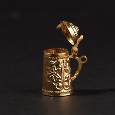Pingente antigo de ouro 8 quilates cerveja alemã Stein jarro tanque caneca pingente flor gravado comprar usado  Enviando para Brazil