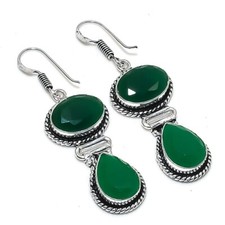 Brinco de prata esterlina 925 feito à mão com pedra preciosa ônix verde tamanho 1,9" comprar usado Brinco de prata esterlina 925 feito à mão com pedra preciosa ônix verde tamanho 1,9" comprar usado  Enviando para Brazil