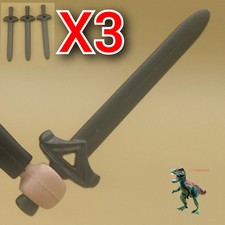 X3 Playmobil Espada Cinza do Cavaleiro Medieval - Soldado - Guerreiro Templário, usado comprar usado  Enviando para Brazil