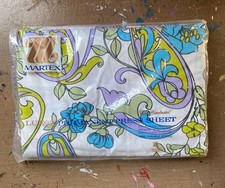 Lençol de cama Martex floral paisley vintage anos 60 1960 1 casal plano flor hippie comprar usado  Enviando para Brazil