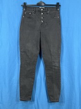 Usado, JEANS SKINNY PISTOLA Button-Fly PRETO DESBOTADO Stretch Denim ALINE cintura alta tamanho 28 comprar usado  Enviando para Brazil