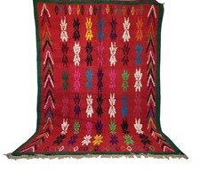 Tapete de lã berbere marroquino vintage feito à mão vermelho vibrante e tapete floral multicolorido comprar usado  Enviando para Brazil