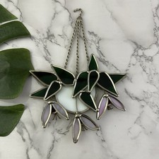 Vitral Tiffany fúcsia floral apanhador de sol verde roxo planta suspensa comprar usado  Enviando para Brazil
