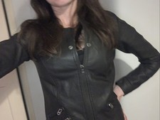 Black leather biker for sale  MILNTHORPE