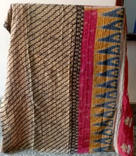 Colcha edredón Kantha doble hecha a mano colcha de algodón vintage segunda mano  Embacar hacia Mexico