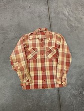 Camisa xadrez flanela vintage anos 50 tecido algodão aba bolso gola laço desbotada ao sol pequena comprar usado  Enviando para Brazil