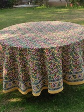Toalha de mesa redonda estampada em bloco floral, capa de mesa de jantar boho comprar usado  Enviando para Brazil