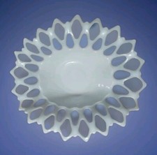 Tigela de frutas Westmoreland reticulada borda treliça vidro leitoso 13" vintage comprar usado  Enviando para Brazil