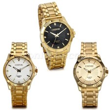 Empresa de Moda Masculina Luxo Quartzo Ouro tond Banda Relógio De Pulso Aço Inoxidável, usado comprar usado  Enviando para Brazil