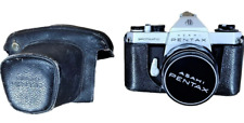 Cámara Spotmatic Asahi Pentax vintage con funda protectora de cuero negra y plateada segunda mano  Embacar hacia Argentina