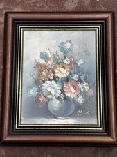 Nature morte bouquet Floral signé Stemple - L 29 / H 34 cm encadré  na sprzedaż  Wysyłka do Poland