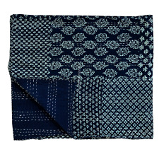 Cobertor de sofá-cama reversível indiano feito à mão índigo Kantha algodão comprar usado  Enviando para Brazil