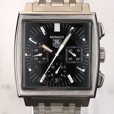 TAG Heuer Monaco relógio cronógrafo automático preto masculino pulseira de aço CW2111 comprar usado  Enviando para Brazil