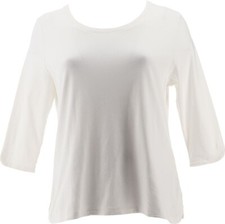 Blusa Isaac Mizrahi Essentials gola redonda bainha tulipa, branca brilhante grande A384444 comprar usado  Enviando para Brazil