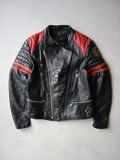 Jaqueta de motociclista vintage francesa anos 70 Moto Cuir café corrida tamanho P preta vermelha rara comprar usado  Enviando para Brazil
