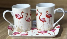 2 xícaras de café Portmeirion Flamboyant Flamingos Sara Miller TI902 com bandeja 10 oz comprar usado  Enviando para Brazil