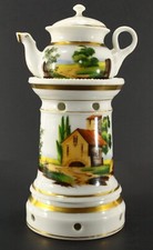 = Ea. Chaleira de chá de porcelana antiga Paris do século XIX com aquecedor Veilleuse esmaltado comprar usado  Enviando para Brazil