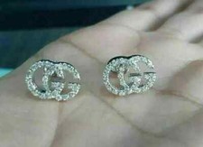 Aretes enchapados en oro blanco de 14 k con diamantes simulados de corte redondo de 1,50 quilates para mujer segunda mano  Embacar hacia Mexico