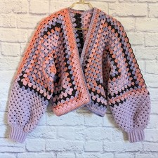 Cardigã suéter cintilante de crochê feito à mão L roxo laranja manga folhada desleixada comprar usado Cardigã suéter cintilante de crochê feito à mão L roxo laranja manga folhada desleixada comprar usado  Enviando para Brazil