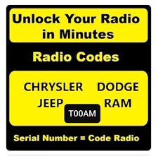 CHRYSLER ✅ JEEP✅ RAM✅ DODGE✅ CÓDIGO DE DESBLOQUEIO DE RÁDIO✅ T00AM✅ T00✅ T**QN✅ SERIALS comprar usado  Enviando para Brazil
