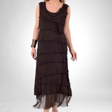 Vestido maxi de seda camada esfarrapada preto tamanho M comprar usado  Enviando para Brazil
