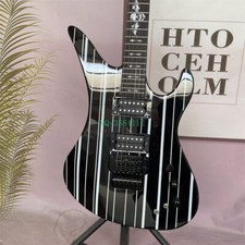 Guitarra elétrica personalizada Diamond Synyster Gates incrustação de taco caveira FR preta e listra de giz comprar usado  Enviando para Brazil