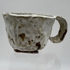 Caneca de cerâmica esculpida feita à mão estampada copo assinado exclusivo bege marrom personalizado, usado comprar usado  Enviando para Brazil