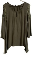 Usado, Blusa túnica verde exército fluida 3/4 top renda alargada manga sino camisa social média comprar usado  Enviando para Brazil