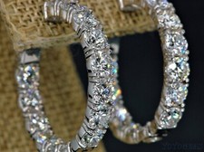 Brincos de argola de dentro para fora de moissanita corte redondo 3 quilates ouro branco 14K sólido para ela comprar usado  Enviando para Brazil