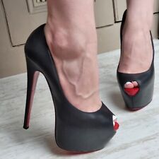 Christian Louboutin Narciso Alteza Couro Preto Sapatos de Salto Plataforma UE38 Reino Unido 5 comprar usado  Enviando para Brazil
