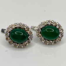 Vintage Cabochon Jade Sterling Silver 925 Earrings comprar usado Vintage Cabochon Jade Sterling Silver 925 Earrings comprar usado  Enviando para Brazil