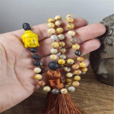 Pulseira de contas de Buda de pedra de lava ágata louca natural taseel sagrado matéria escura comprar usado  Enviando para Brazil