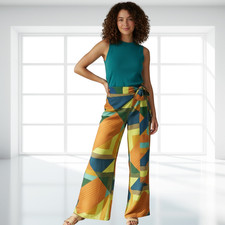 Calça Vibrant Artecor Roupas Abstrata Perna Larga Tie Sash - Estampa Brasil comprar usado  Enviando para Brazil