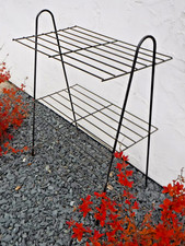 Antigo~MCM~3 NÍVEIS~SUPORTE DE METAL~PRATELEIRA~SUPORTE~REGISTRO~PLANTA~PÁTINA PRETA ORIGINAL~RACK comprar usado  Enviando para Brazil