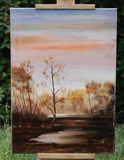 Tramonto D'Autunno Su Paludi Forestali – Dipinto A Olio Di Ludwik Błażejewski na sprzedaż  PL
