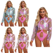 Camisas femininas brilhantes clubwear moletons suéteres transparentes malha transparente comprar usado  Enviando para Brazil