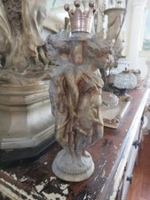 As Três Graças Antigo Vintage Ferro Fundido Metal LÂMPADA BASE ESTÁTUA 3 Mulher em Círculo comprar usado  Enviando para Brazil