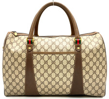 Autêntica bolsa GUCCI GG Supreme 40.02.073 Sherry Line bege marrom Boston NS051627 comprar usado  Enviando para Brazil