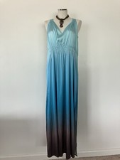 VESTIDO MAXI WHITE HOUSE BLACK MARKET CETIM DEUSA "OCEAN OMBRE ESPRESSO" L ESTADO PERFEITO comprar usado  Enviando para Brazil