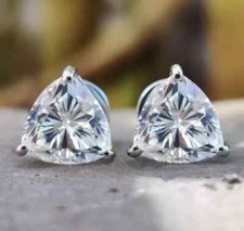 Brincos de solitário de diamante branco tratado com certificação 3,20 quilates em prata 925 comprar usado  Enviando para Brazil