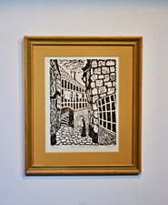 Linocut framed signed for sale  Reston
