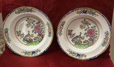 Antigo Spode PEACOCKS Conjunto de Dois Pratos de Sopa Selo Preto Inglaterra Por volta do século XIX comprar usado  Enviando para Brazil