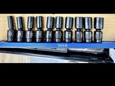 Matco 3/8” conjunto de soquete de impacto giratório métrico profundo, 10 peças sem pinos EUA, usado comprar usado  Enviando para Brazil