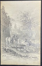 Dessin romantique ca.1830 d'occasion  Angers-