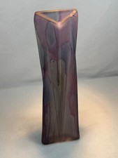 Vaso de vidro triangular multifacetado Rueven art nouveau fosco pintado à mão comprar usado  Enviando para Brazil