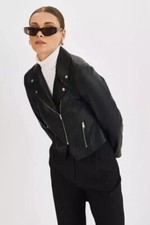 Usado, NOVA Jaqueta de Couro Preta Feminina Motociclista Moto Pura Jaqueta de Couro de Cordeiro para Homens comprar usado  Enviando para Brazil