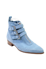 Botas de tornozelo Tabitha Simmons femininas couro camurça detalhe de tiras azul tamanho 7 comprar usado  Enviando para Brazil