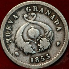 Usado, Moeda estrangeira de prata real 1853 República de Granada Colômbia comprar usado  Enviando para Brazil