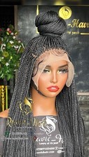 Perucas trançadas para mulheres negras, perucas feitas à mão, tranças Fulani, peruca frontal, peruca de cornrow comprar usado  Enviando para Brazil